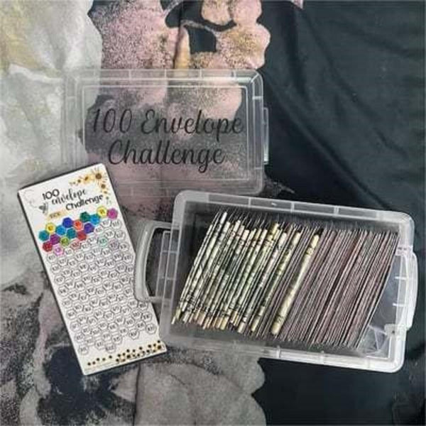 100 Envelope Challenge Box Set Savings Challenges Budget Box with Cash Envelopes