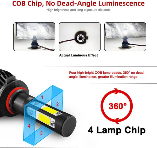 H4 9003 2000W 300000LM 4 SIDE LED Headlight kit Lamp Bulbs Globes High Low Beam