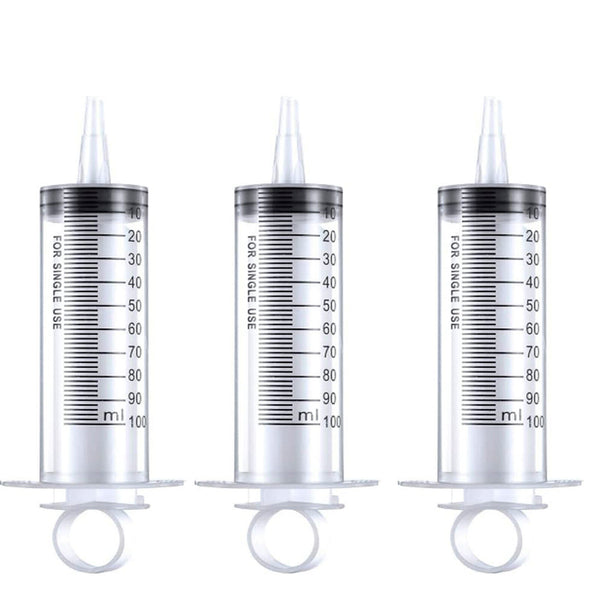 2X 100ml Reusable Plastic Syringe Big Large Hydroponics Nutrient Measuring Slip