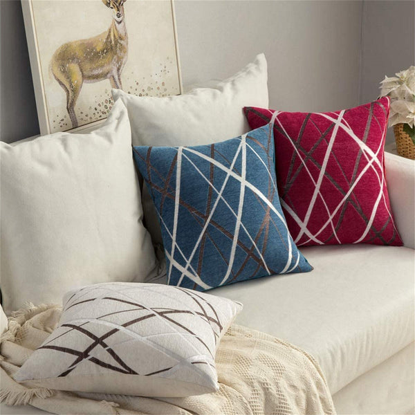 Chenille Cushion Cover Geometric Geo Striped Throw Soft Pillow Case Home 45x45cm