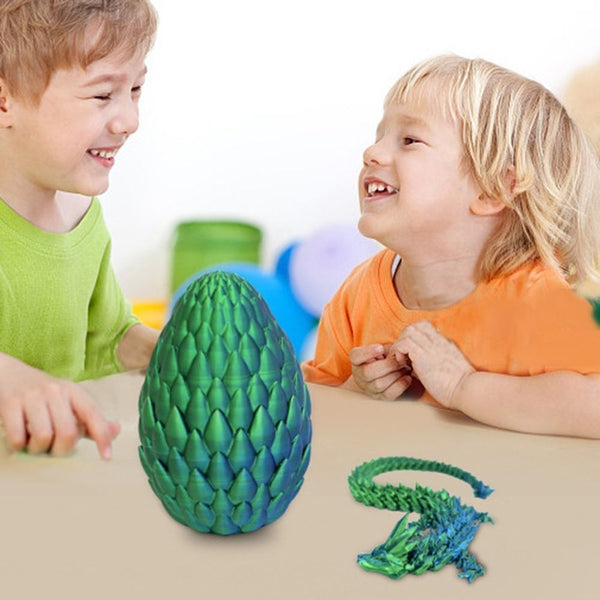 3D Printed Crystal Dragon Dinosaur in Scale Egg Posable Flexible Fidget Toy Gift