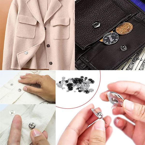 120 Sets Sew-On Snap Buttons Metal Snaps Fasteners Press Studs Buttons 8MM/10MM