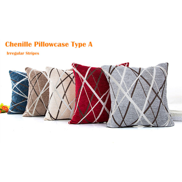 Chenille Cushion Cover Geometric Geo Striped Throw Soft Pillow Case Home 45x45cm