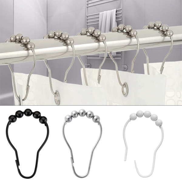 Shower Curtain Rings Hooks Rustproof Stainless Steel For Bathroom Shower