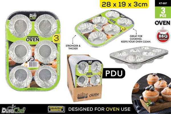3x Foil Aluminum Muffin Pan Chocolate Cake Cookie Cupcake Baking Mold Mould Tray