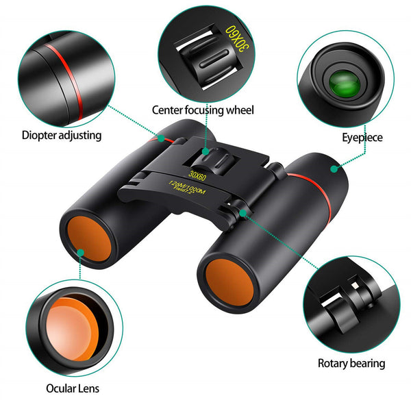 Day Night Vision Binoculars 30x60 Zoom Outdoor Travel Hunting Folding Telescope