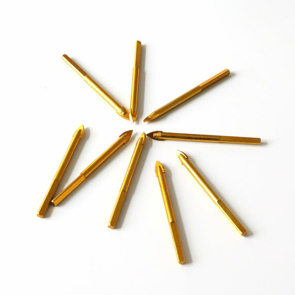 10x Titanium Ceramic Tile Glass Drill Bit Tungsten Carbide Cross Spear Head 6mm