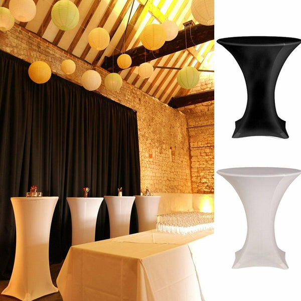 60cm Bar Table Cover Cocktail Spandex Round Tablecloth Wedding Party Black White