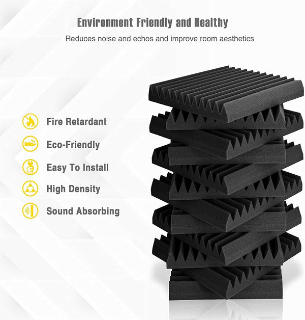 12PCS Studio Acoustic Foam Sound Absorption Proofing Tiles Panel Wedge - Lets Party