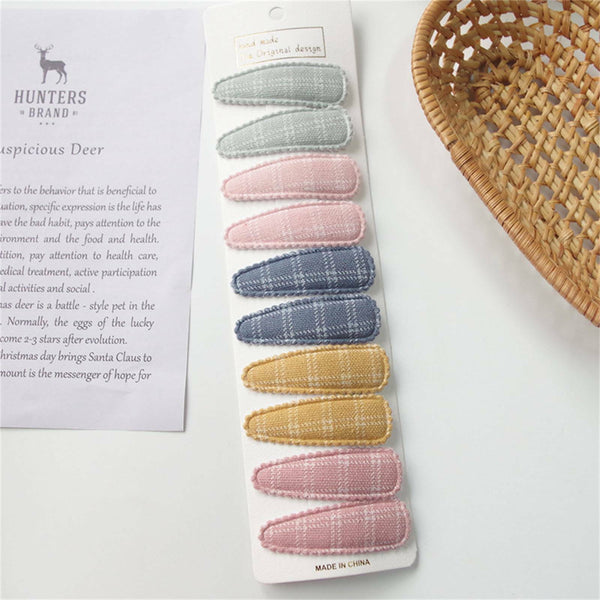 10X Snap Clips Baby Girl Toddler Linen Small Bow Fringe Hair Clip Accessory New