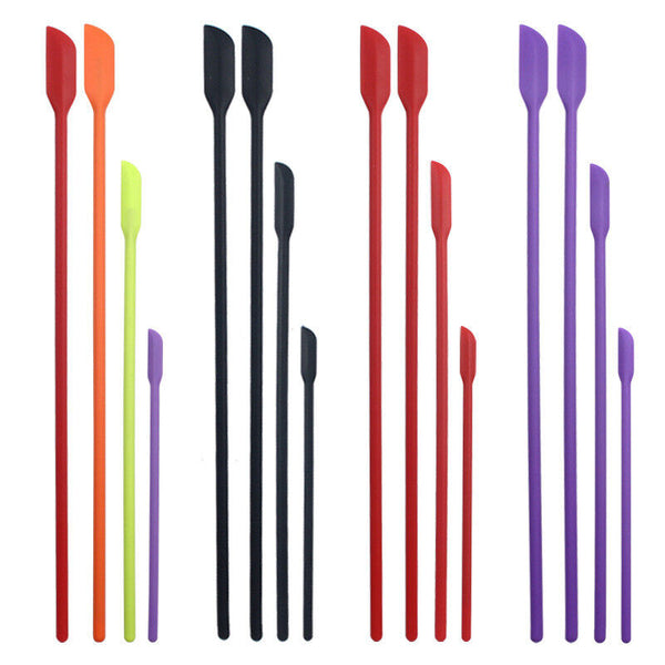 4x Silicone Mini Spatula Jar Scraper Scoop Tip Long Spatula Cosmetic Bottle B8A3