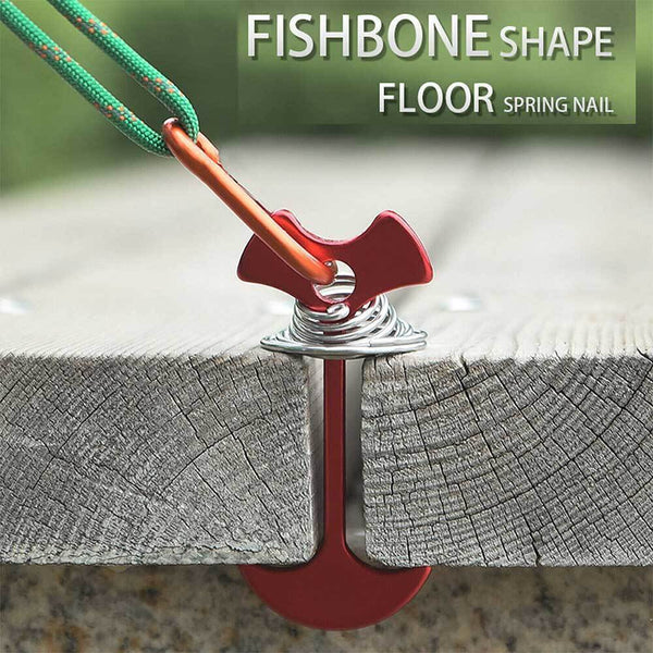 10pcs Tent Stakes Deck Anchor Pegs Camping Outdoor Spring Fishbone Fixed Nails