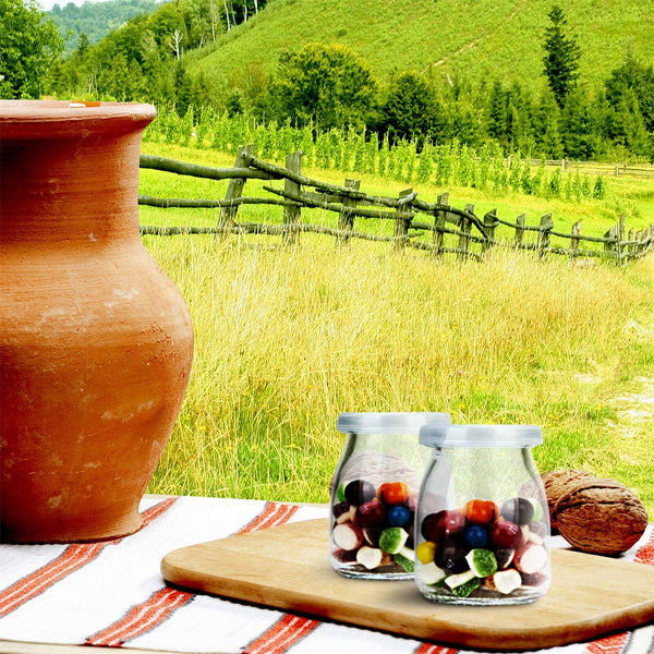 200ML 12pcs Glass Pudding Jars Glass Jars for Yogurt Milk Parfait with Lid Caps