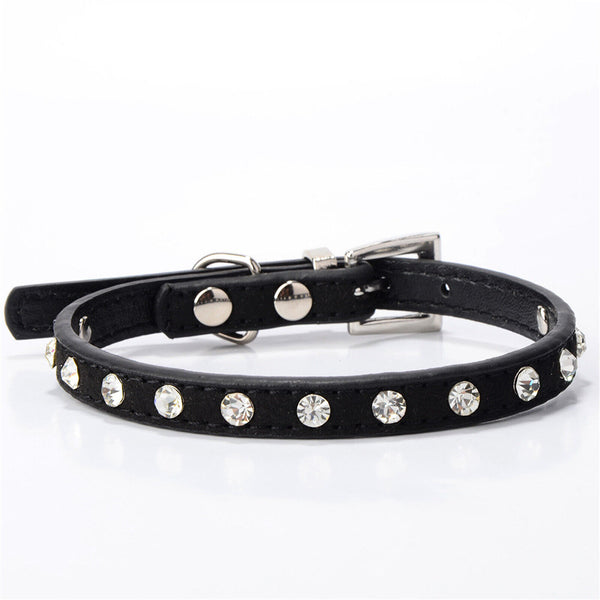 Suede Dog Collar Kitten Cat Puppy Pet safety Release adjustable Rhinestone Bell