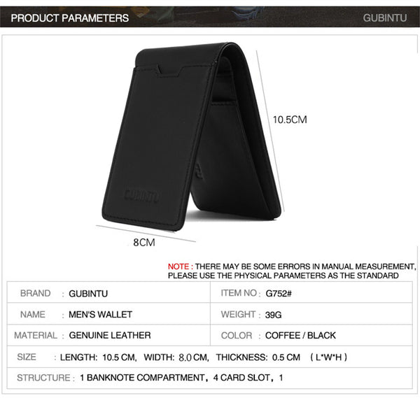 1XBifold Credit Card Holder Genuine Leather Wallet Slim Mens RFID Blocking Purse