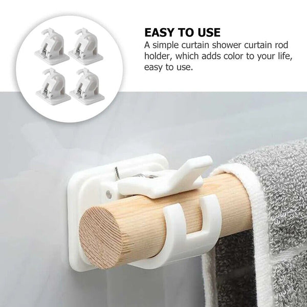 Nail-free Adjustable Curtain Pole Wall Bracket Self-adhesive Rod Holder AU