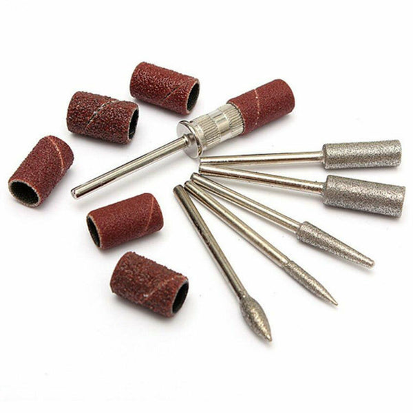 12PCS Electric Nail Drill Bits Set 3/32 Shank Size Sanding Bands Filing File 83