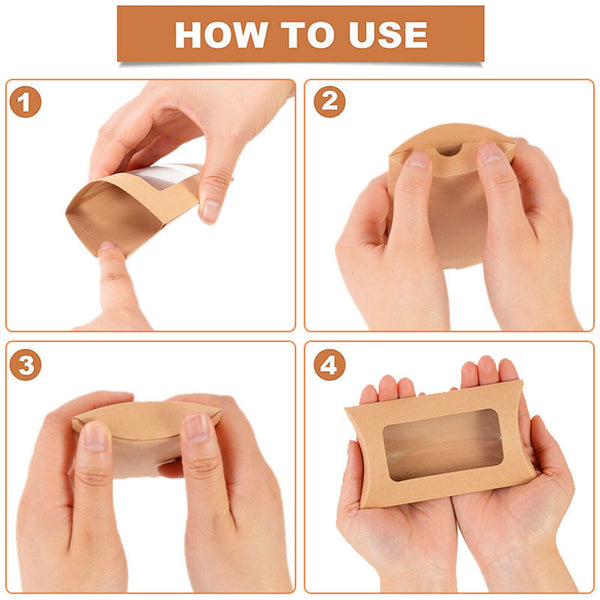 10-100PCS Pillow Favor Bag Candy Gift Box Kraft Paper Gift Favour Wedding Party