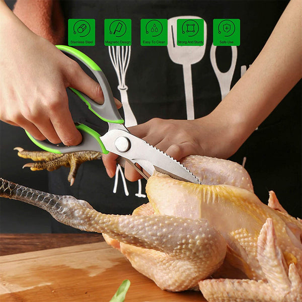 Stainless Steel Kitchen Scissors with Magnetic Holder Heavy Duty Can Opener DIY