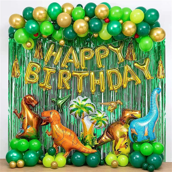 2X Metallic Tinsel Curtain Foil Fringe Backdrop For Dinosaur Safari Jungle Party
