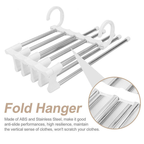 5 in1 Multi-functional Pants rack Stainless-Steel Wardrobe Magic Clothes Hanger