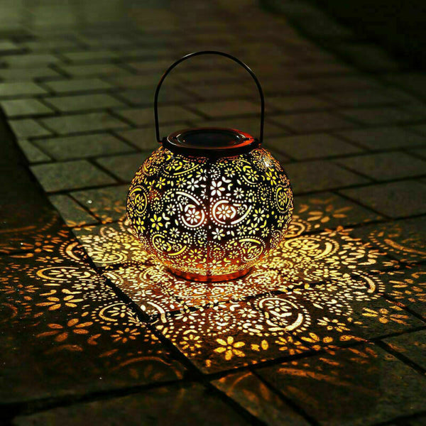 2PCS Solar Powered LED Morrocan Lantern Hanging Outdoor Garden Lamp Light Adorn