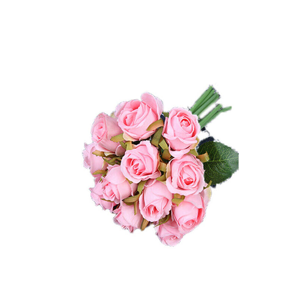 12 Heads Silk Rose Artificial Flowers Fake Bouquet Buch Home Wedding Party Decor