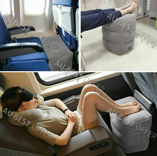 Travel Air Pillow Foot Rest Inflatable Cushion XL 3 Layers Car Leg Footrest AU - Lets Party