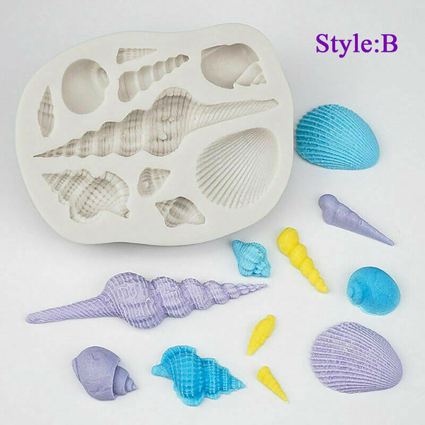 Shells Liquid Seashell Mould Fondant Chocolate Cake Silicone Molds 3D Beach