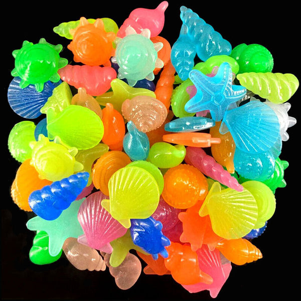 50Pcs Shell Pebbles Stone Glow in the Dark Rock Fish Tank Stones Garden Road AU