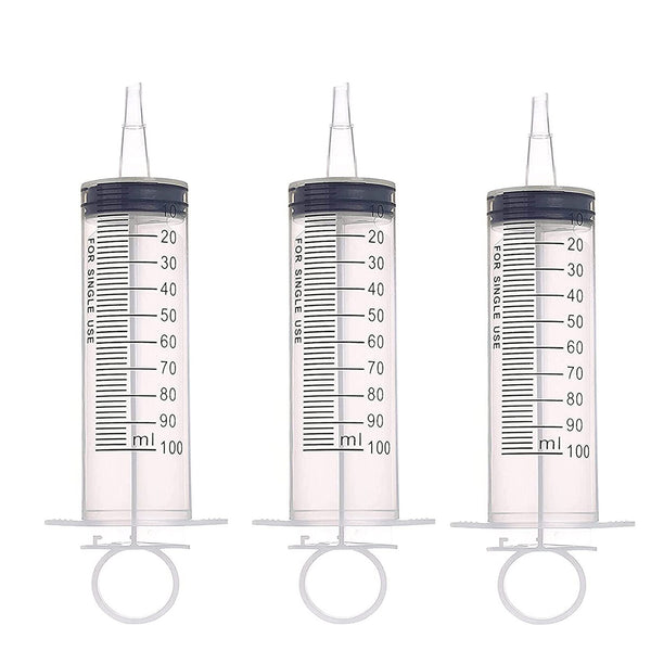 2X 100ml Reusable Plastic Syringe Big Large Hydroponics Nutrient Measuring Slip