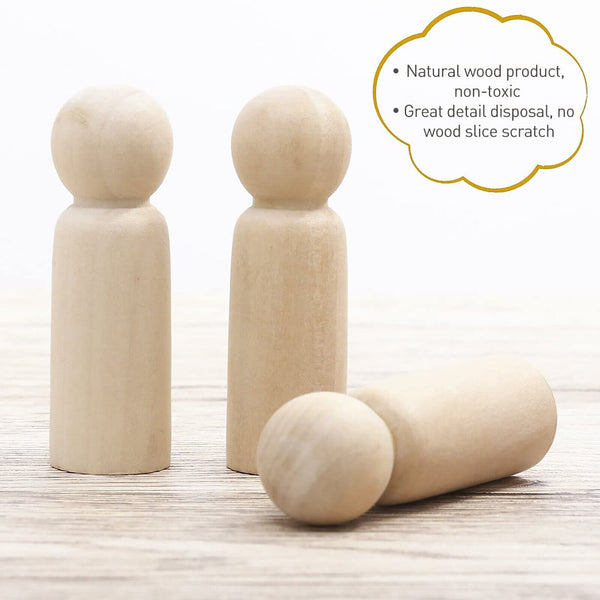 20X Unfinished Wooden Peg Dolls Wooden Tiny Doll Bodies People Decor Wood Crafts