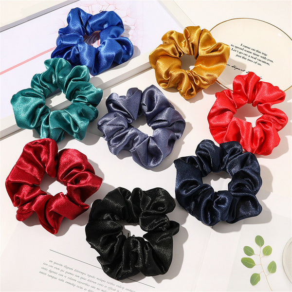 Silk Satin Elastic Hair Scarf Scrunchies Hair Bands Rope Tie Luxury Accessories