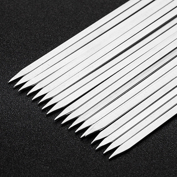 100pcs Stainless Steel Barbecue Metal Skewers Flat Needle BBQ Tools Kebab Stick