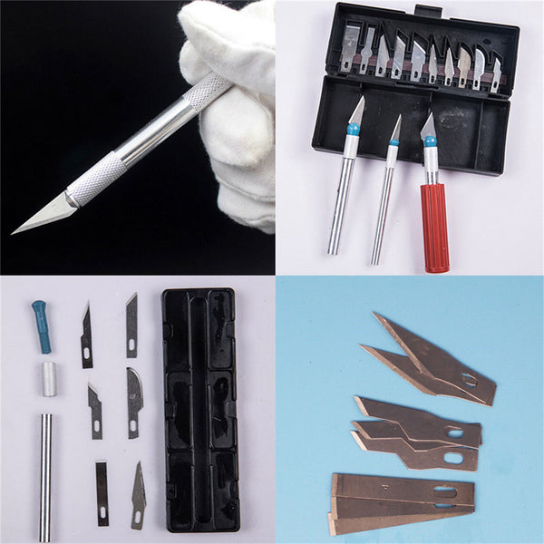 13 Cutting Blades Art Knives + 13 Piece Hobby Craft Knife Set With Case-3 Knives