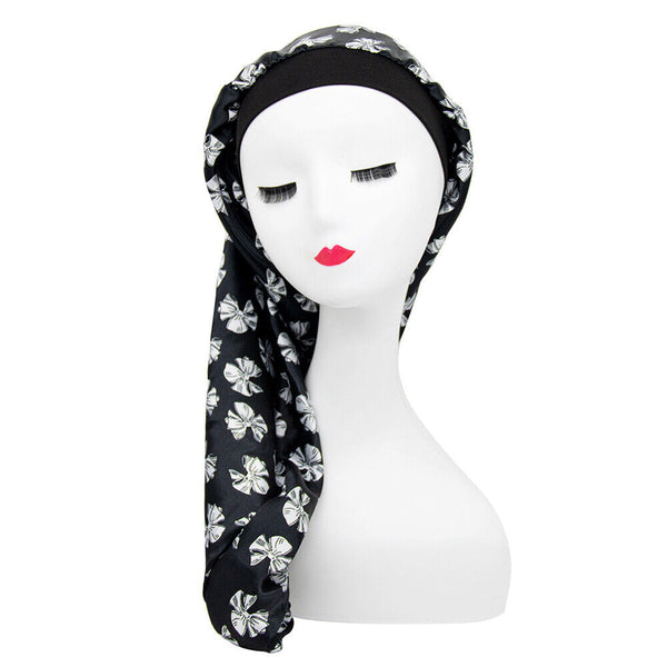 Satin Silk Bonnet Sleep Cap Head Cover Turban Wrap Long Hair Sock