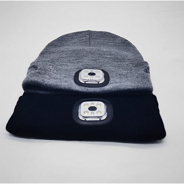 Bluetooth LED Beanie Hat with Music Speakers Mic Rechargeable Cap Head Lamp Gift