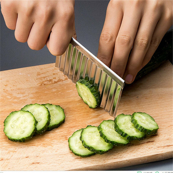 Potato Crinkle Cutter Dough Wavy Slicer Steel Kitchen Vegetable Chip Blade Knife