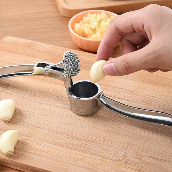 Garlic Press Crusher Stainless Steel Tool Silver Kitchen Squeezer Masher Mincer