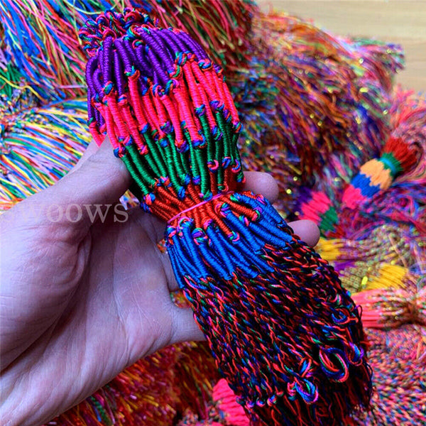 10pcs Boho Bracelets Handmade Thread Woven Friendship Cords Hippie Anklet Braid