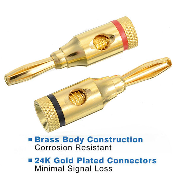 20/40PCS 4mm Banana Plug Gold Plated Musical Audio Speaker Cable Wire Connector - Lets Party