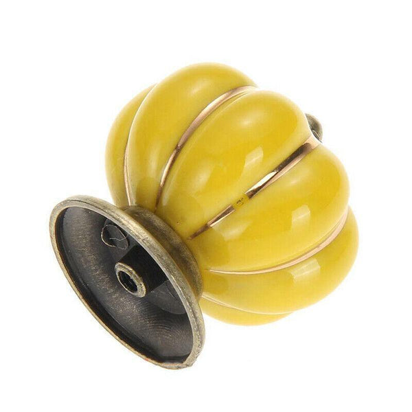 Vintage Ceramic Doorknobs Pumpkin Cupboard Kitchen Cabinet Drawer Pull Handle AU