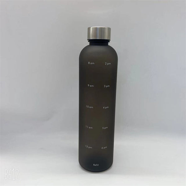 1L Water Bottle Motivational Drink Flask With Time Markings BPA Free Sport Gym