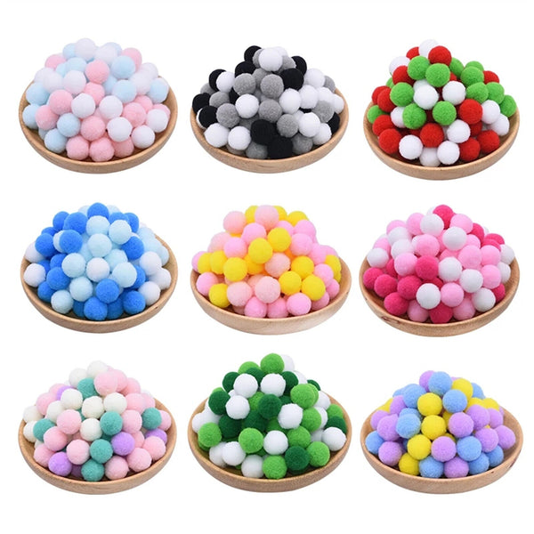 DIY Mixed Colour Mini Soft Fluffy Pom Poms Pompoms Ball 8-30mm for Kids Tools AU