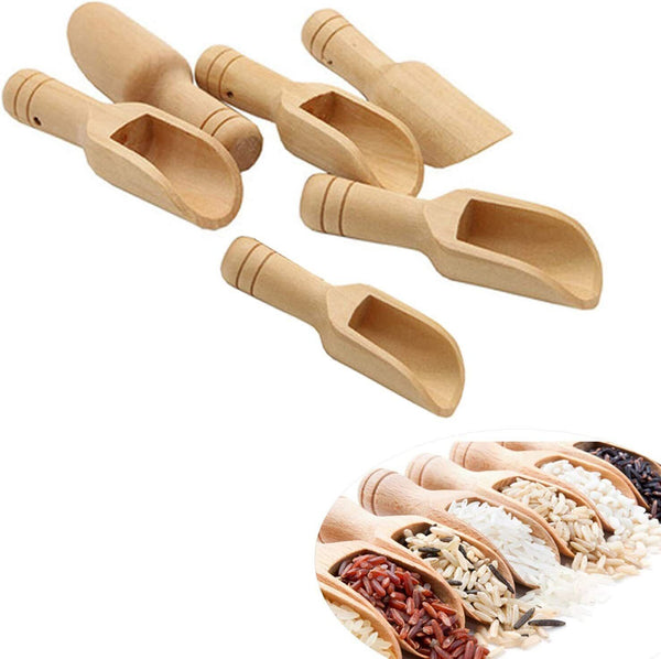 1/2/4/10 PCS Wooden Small Little Mini Scoop Salt Sugar Coffee Spoon Kitchen Tool
