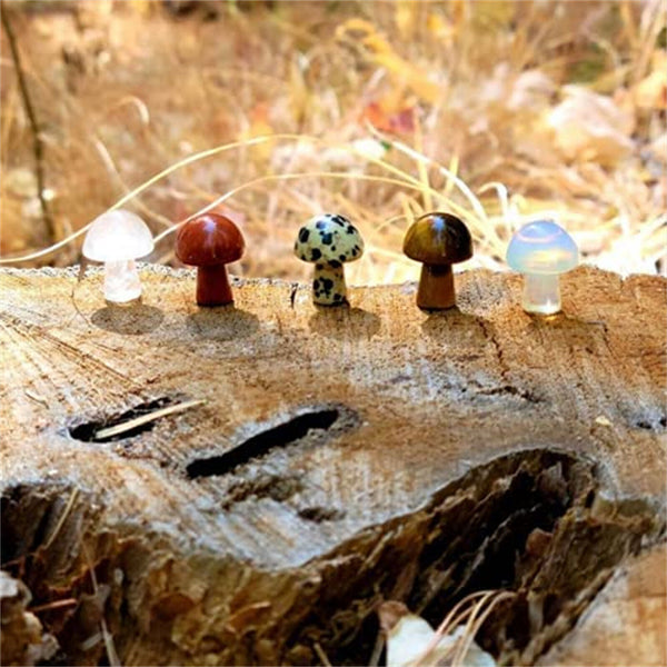 Mini Mushroom Natural Crystal Carving Quartz Massage Healing Reiki Stone Decor
