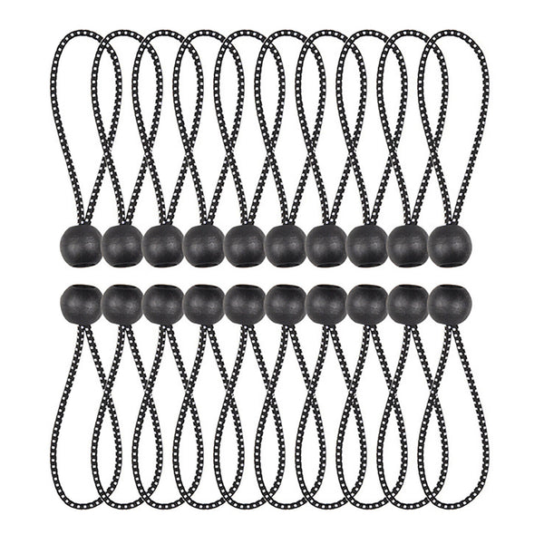 20-200X 18cm Elastic Ball Bungee Loop Cord Wire Fix Ties Strap Canopy Tent Black
