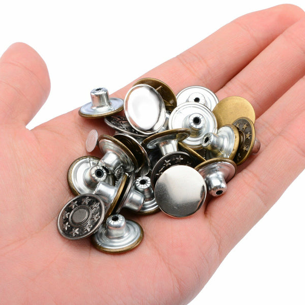 100 Sets Jeans Button Metal Tack Buttons Replacement Repair Craft SewingPants