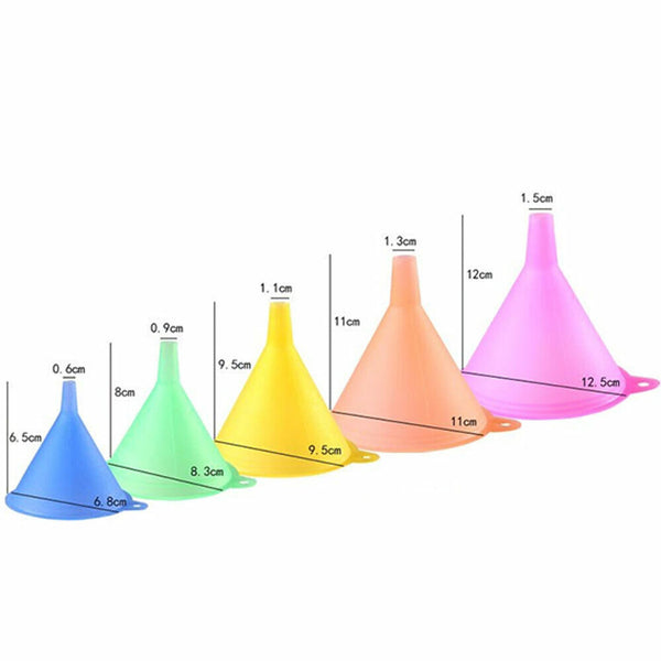 5Pcs Medium Liquid Plastic Funnel kitchen Funnel Set Variety Large Small