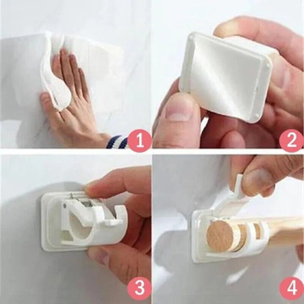 Nail-free Adjustable Curtain Pole Wall Bracket Self-adhesive Rod Holder AU